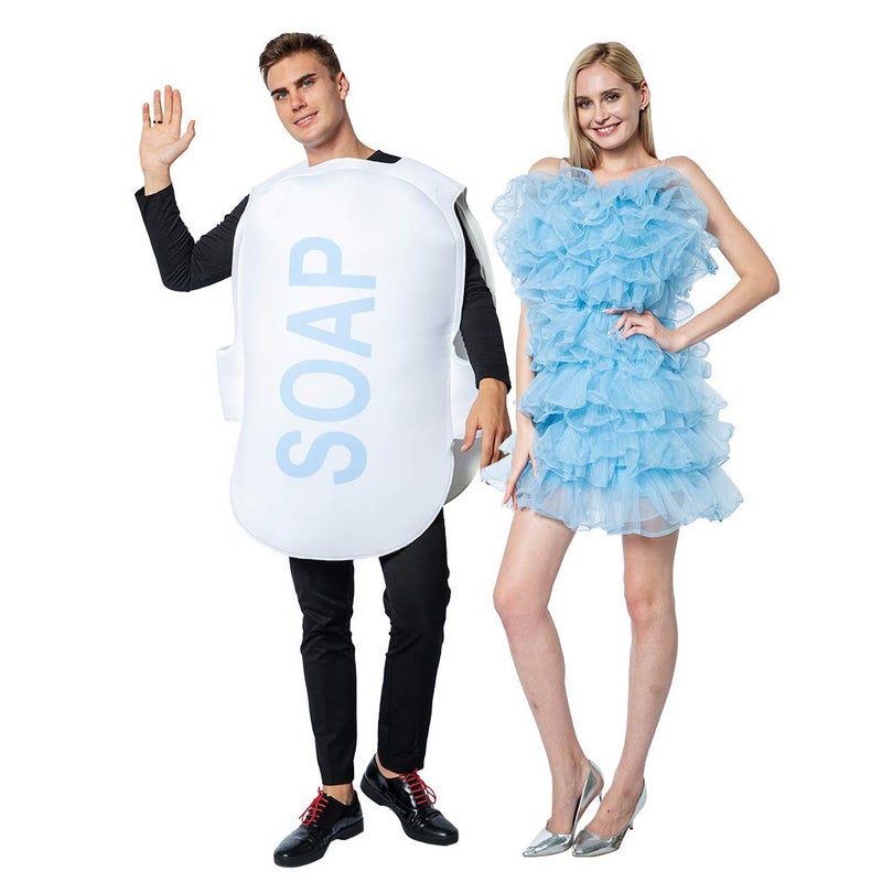 ReneeCho Couple Halloween Loofah & Soap Costume Adults Funny Dress Up Bath Set - Image 1